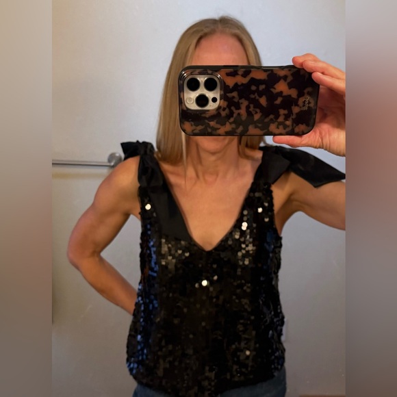 Maeve Anthropologie Black Sequin Top - Picture 2 of 5